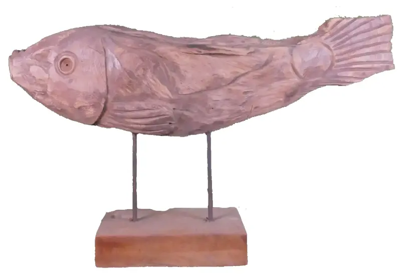 Product image 1 of the product “Carved fish wood on stand made from teak root pieces ”